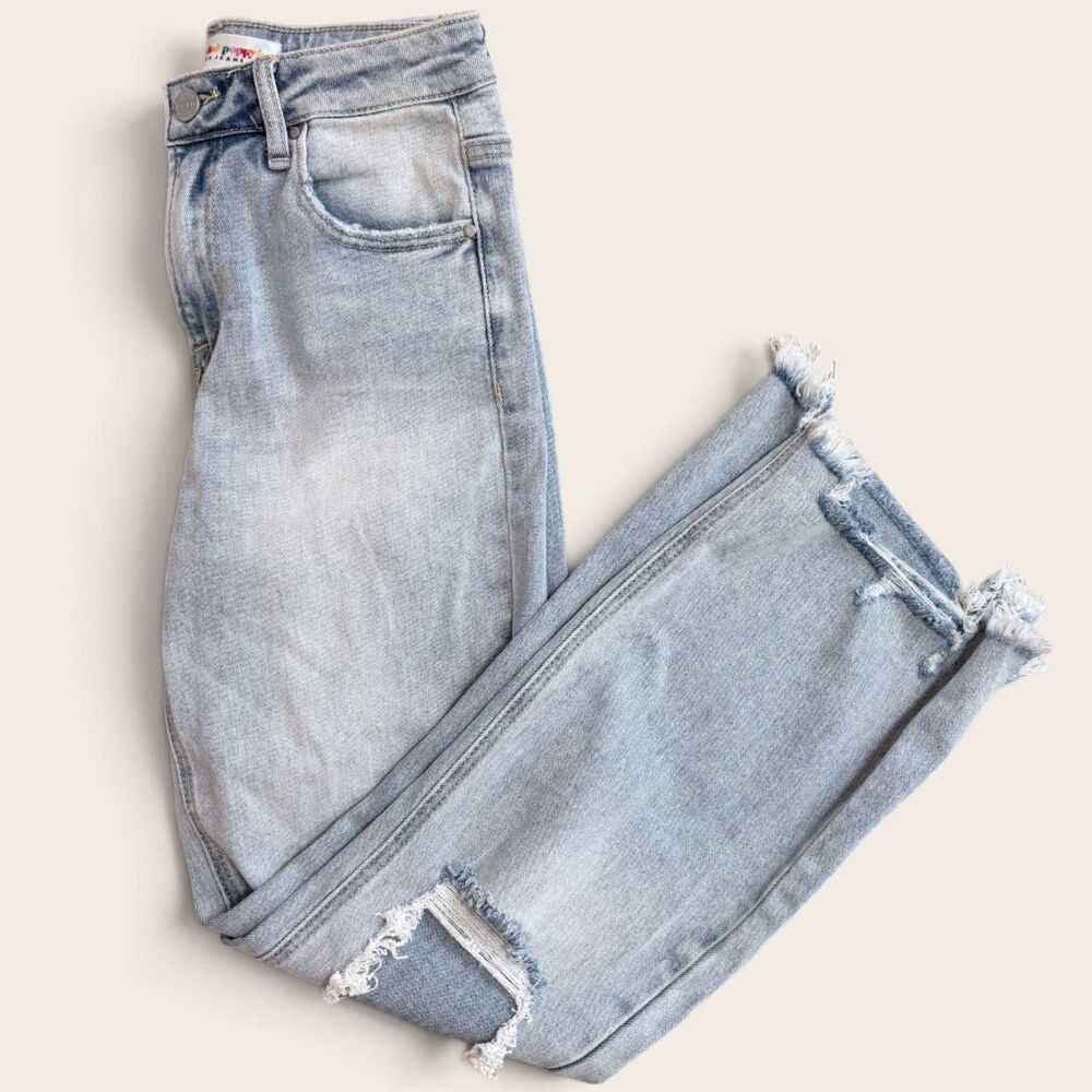 Freckled Poppy x RISEN Jeans Women 3/26  Distressed Straight Leg Limited Collab